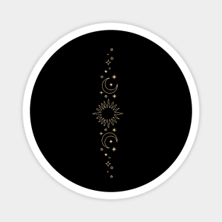 bohemian astrological design with sun, stars and sunburst. Boho linear icons or symbols in trendy minimalist style. Modern art Magnet